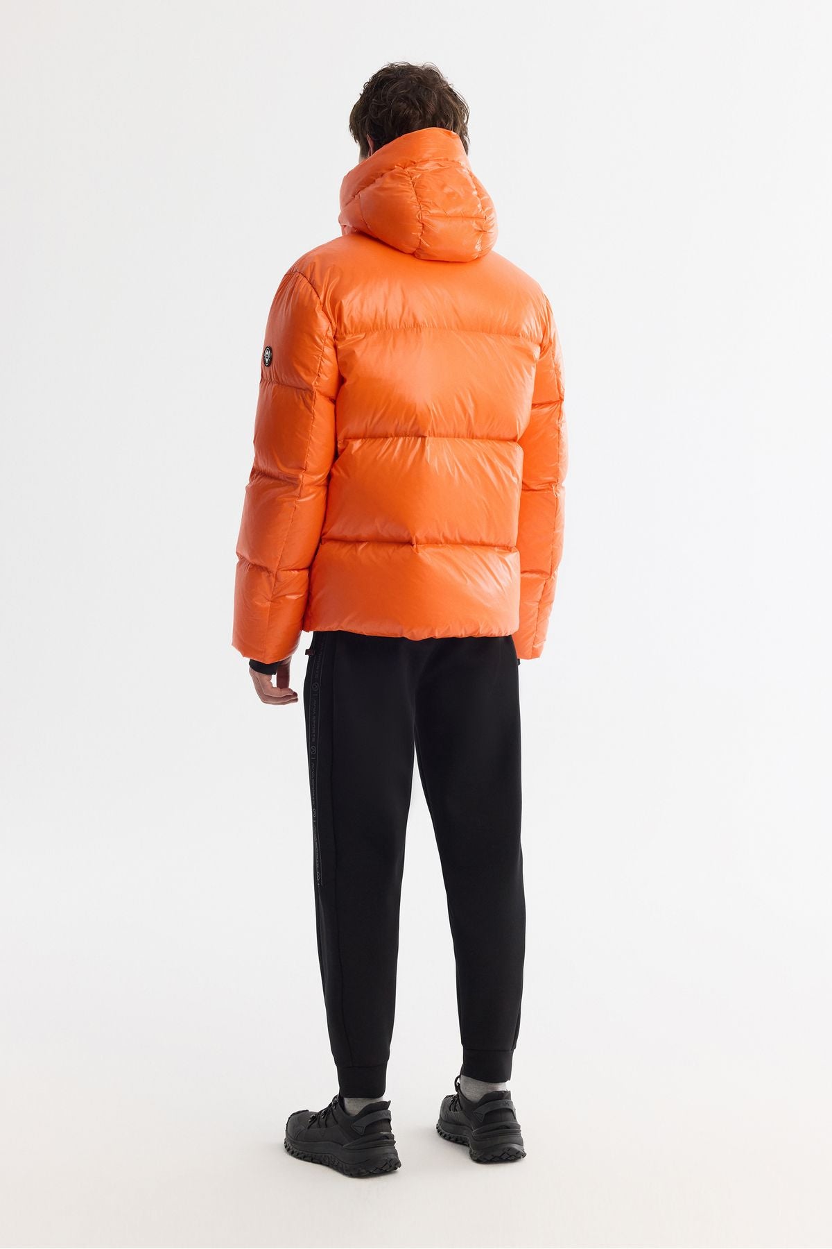 Men's orange hooded goose feather water repulsive windproof -20 degrees resistant swelling coat A42y6182