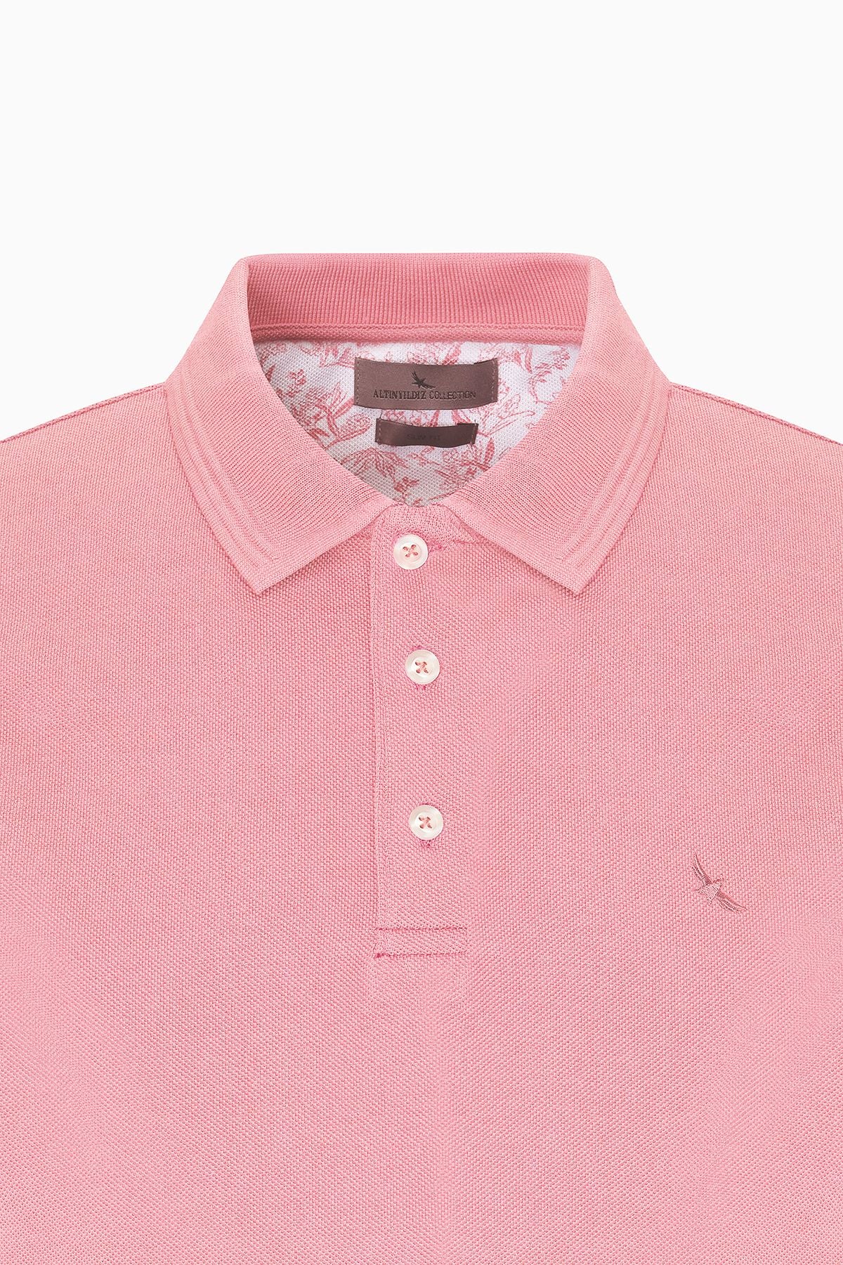 Men's rose dry slim fit narrow cut polo collar 100 %cotton short sleeve t -shirt