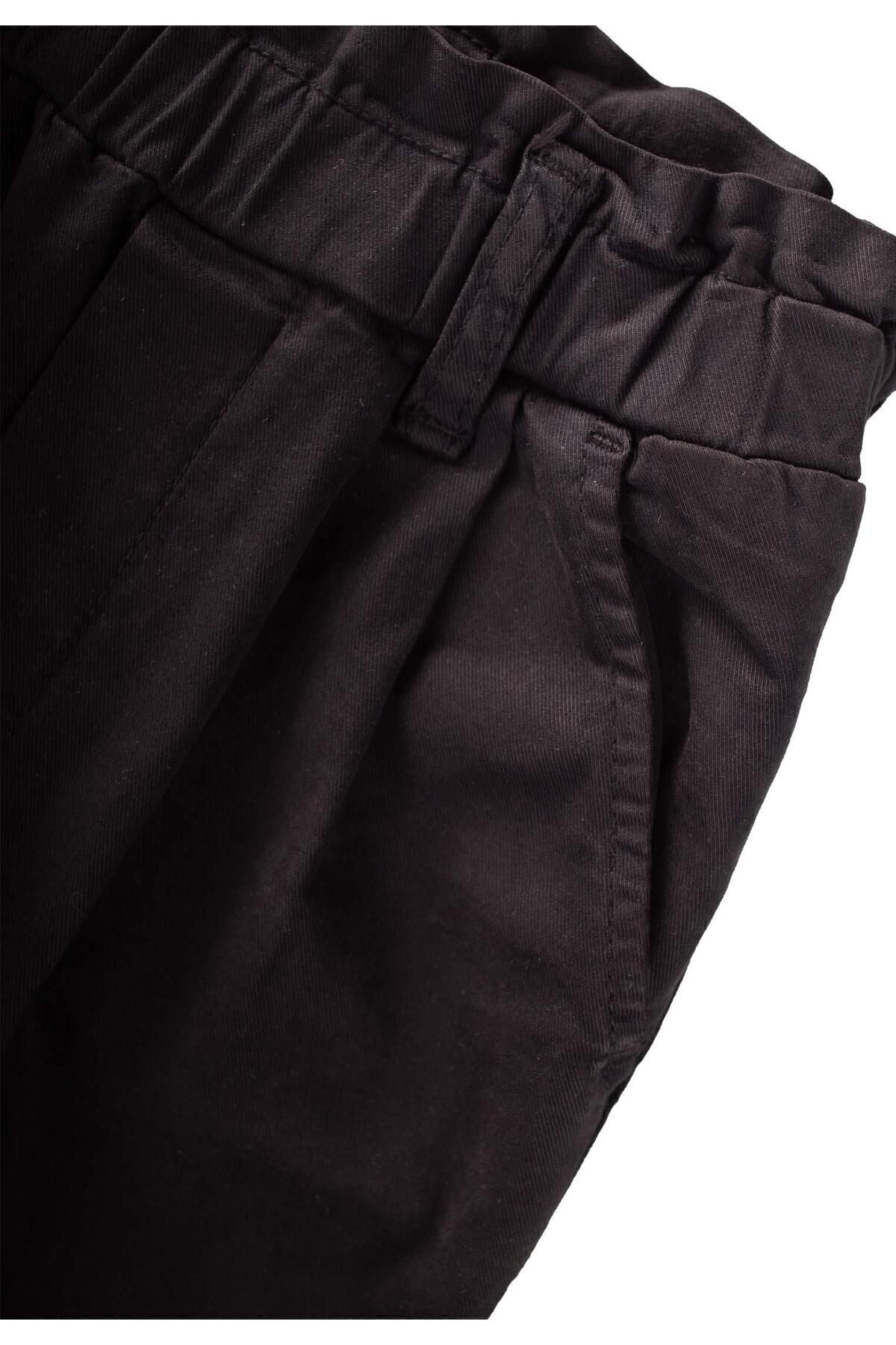 Waist frilly canvas trousers 2-10 years old black