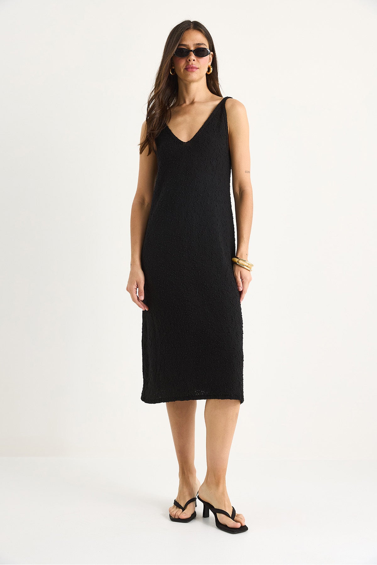 Women's V-Neck Strap Summer Knitwear Dress 20251009