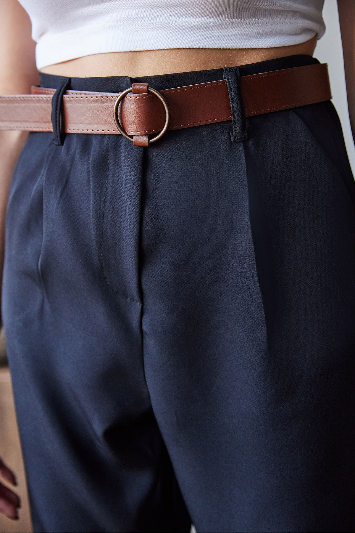 Woman Narrow Paça Pleeted Mevimlik Fabric Pants 2398 60751001