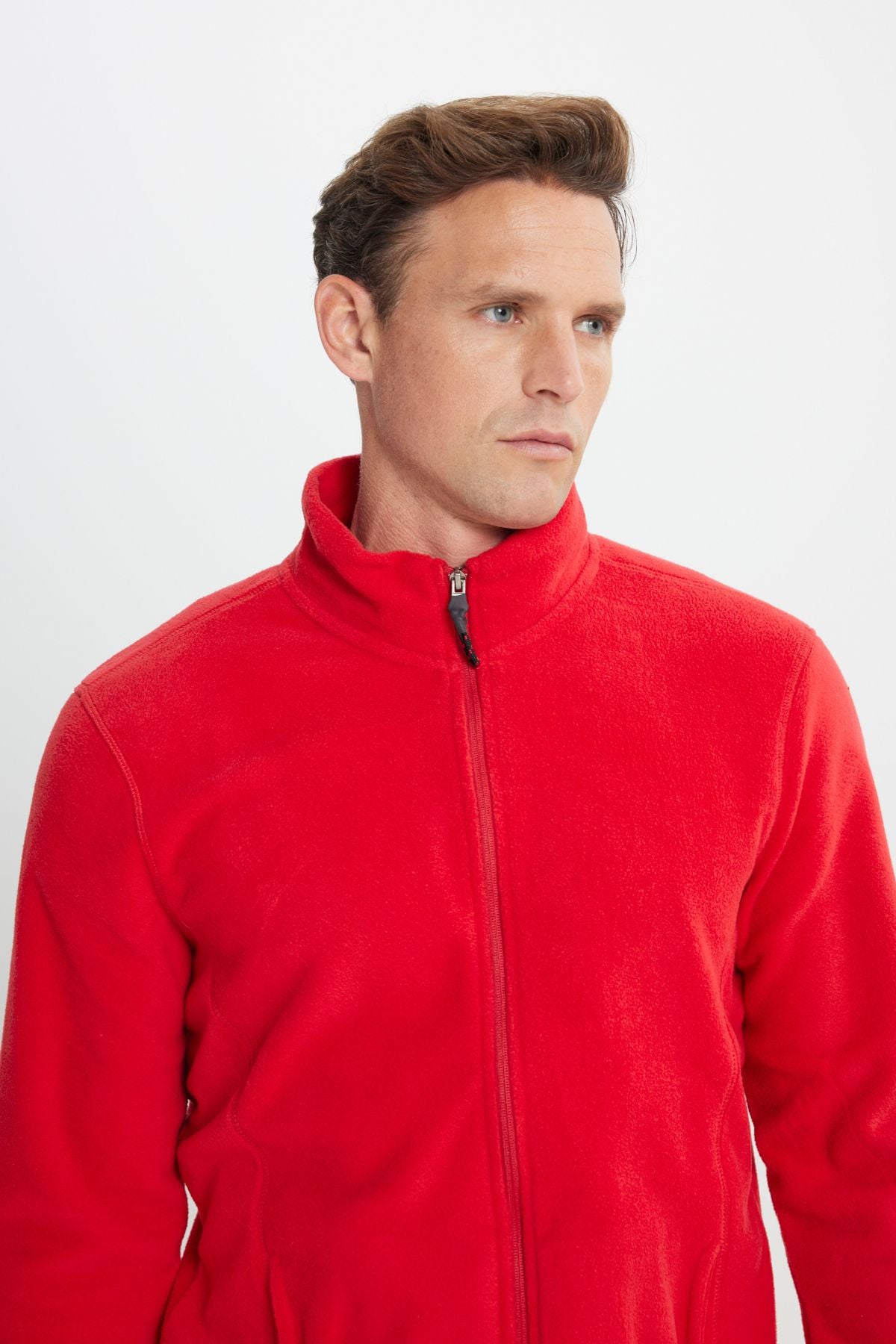 Men's Red Anti-Pilling Flash Standard Fit Bato Yaka Sweatshirt Polar Jacket