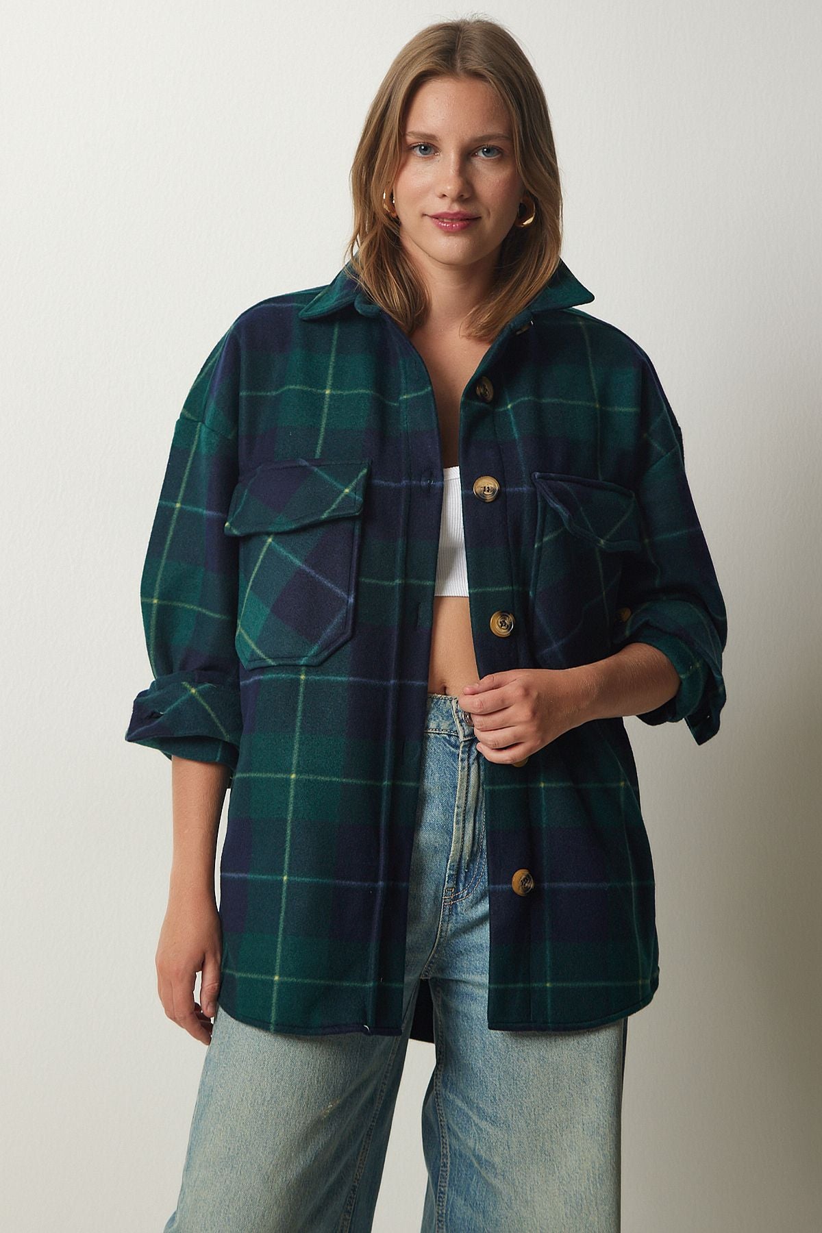 Female Emerald Green Woody Polar Shirt Jacket UB00122