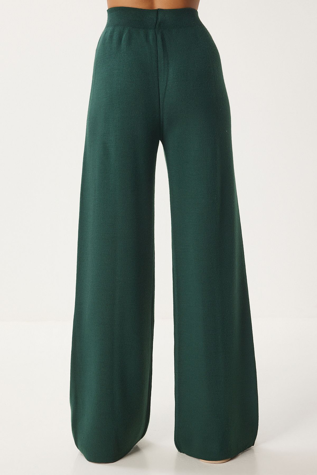 Female emerald green stylish knitwear sweater pants set mu00012