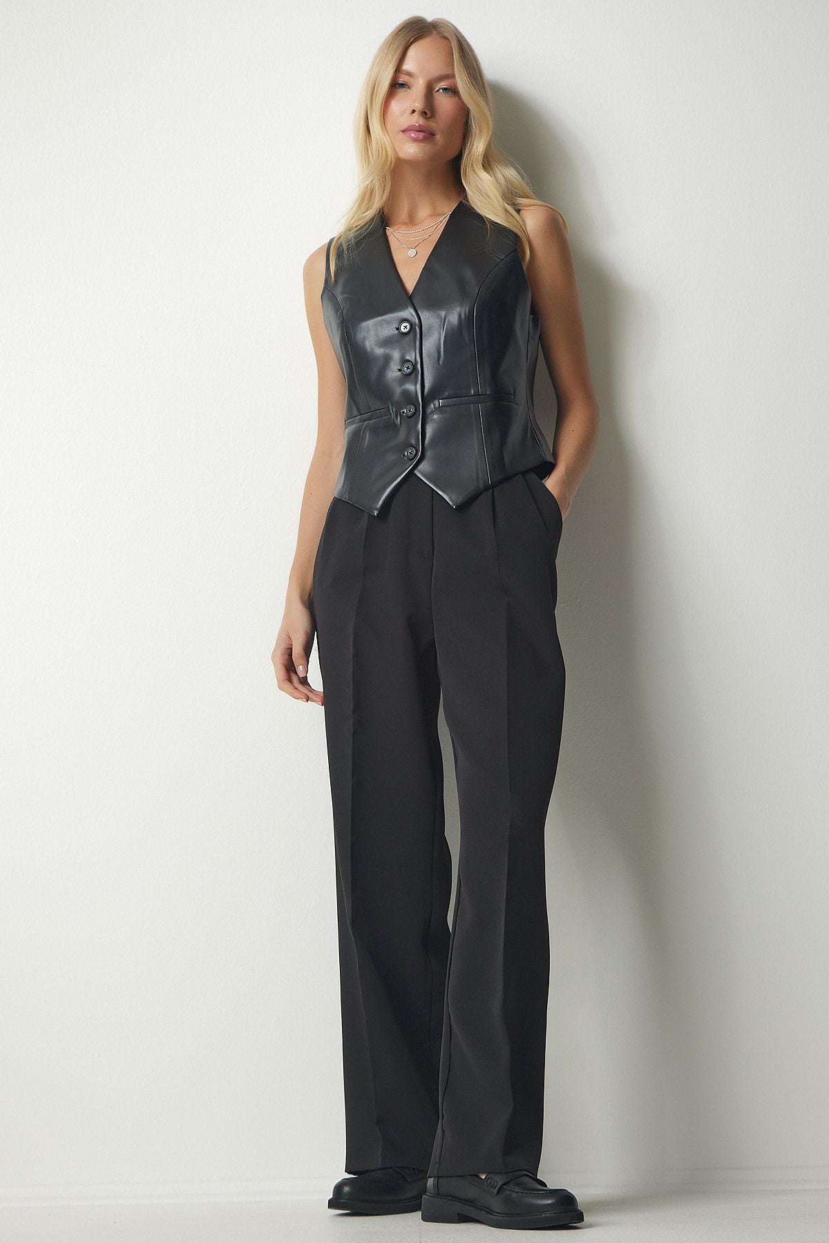 Palazzo pants with women black pockets DW00001