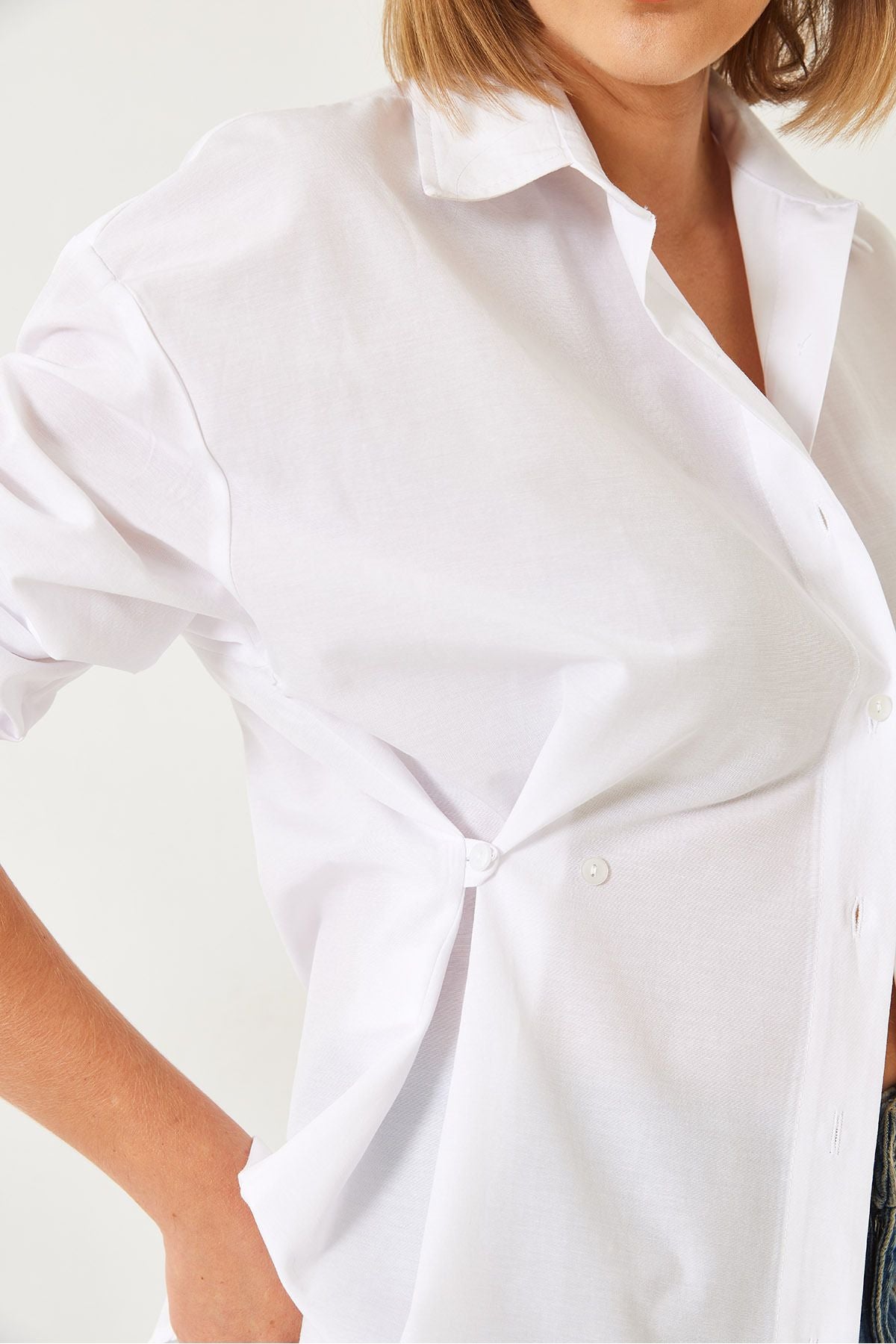 Women's button detailed basic shirt G1006 60261156
