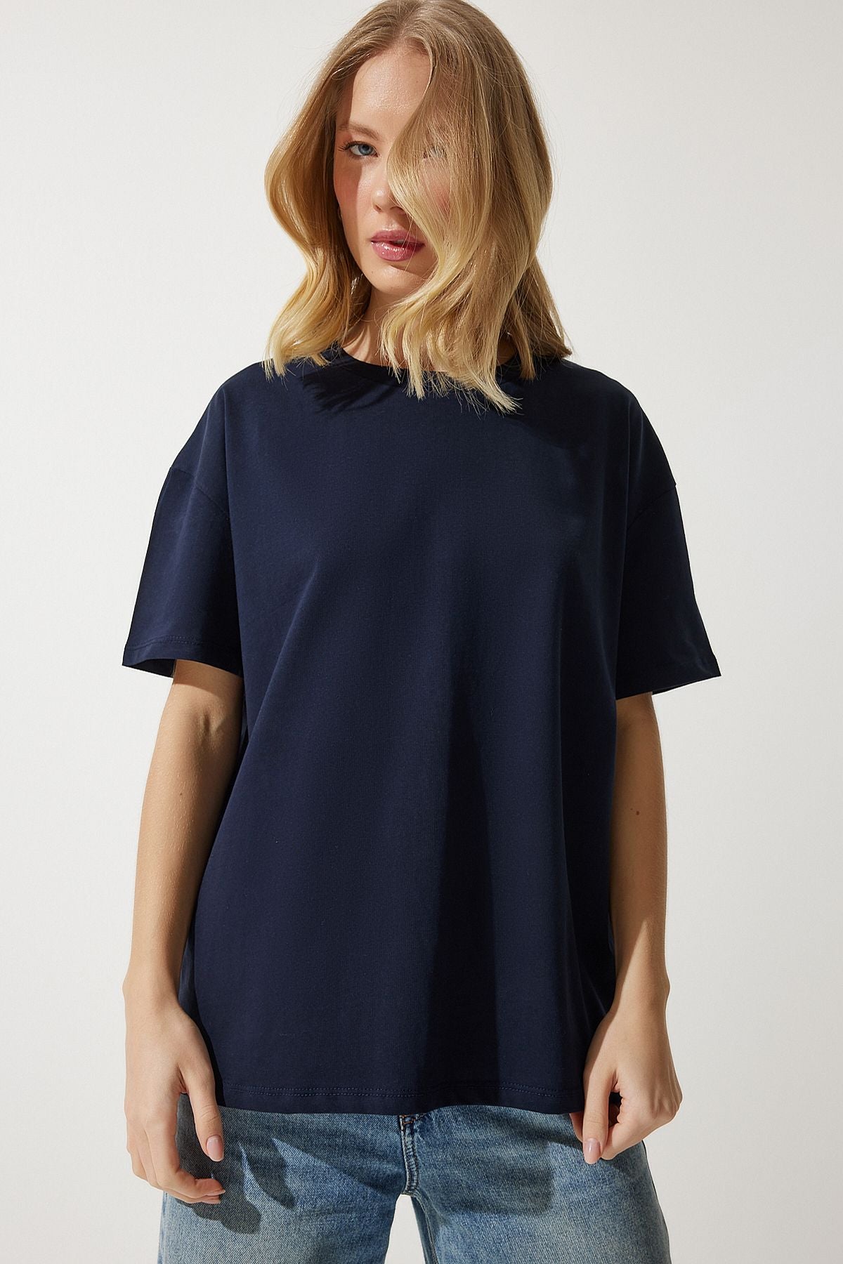 Woman Navy Bol Basic Cotton T-Shirt BP00151