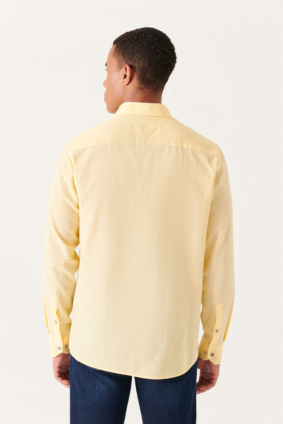 Men's Yellow 100 %Cotton Flinter Soft key buttoned collar shirt E002206