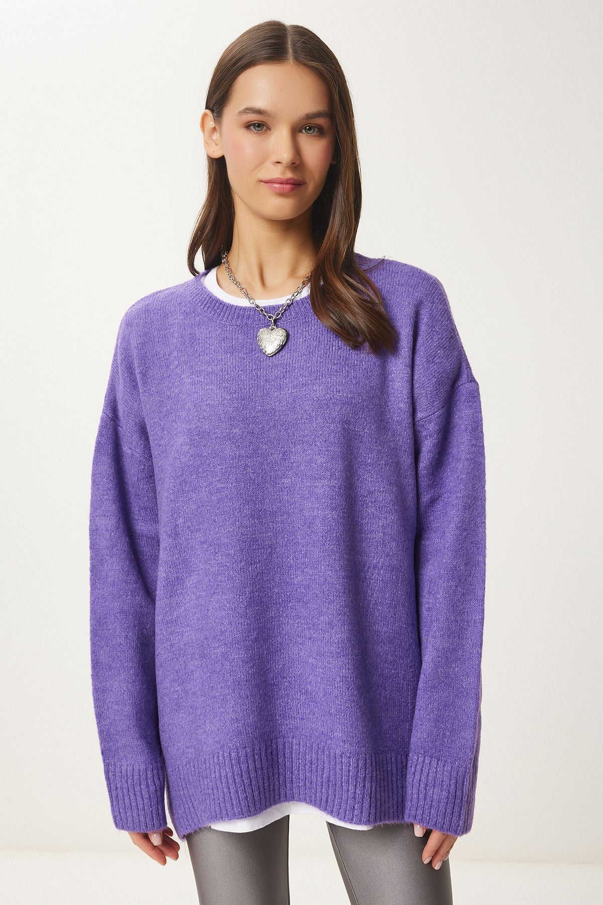 Woman Purple Oversize Knitwear sweater PN00054