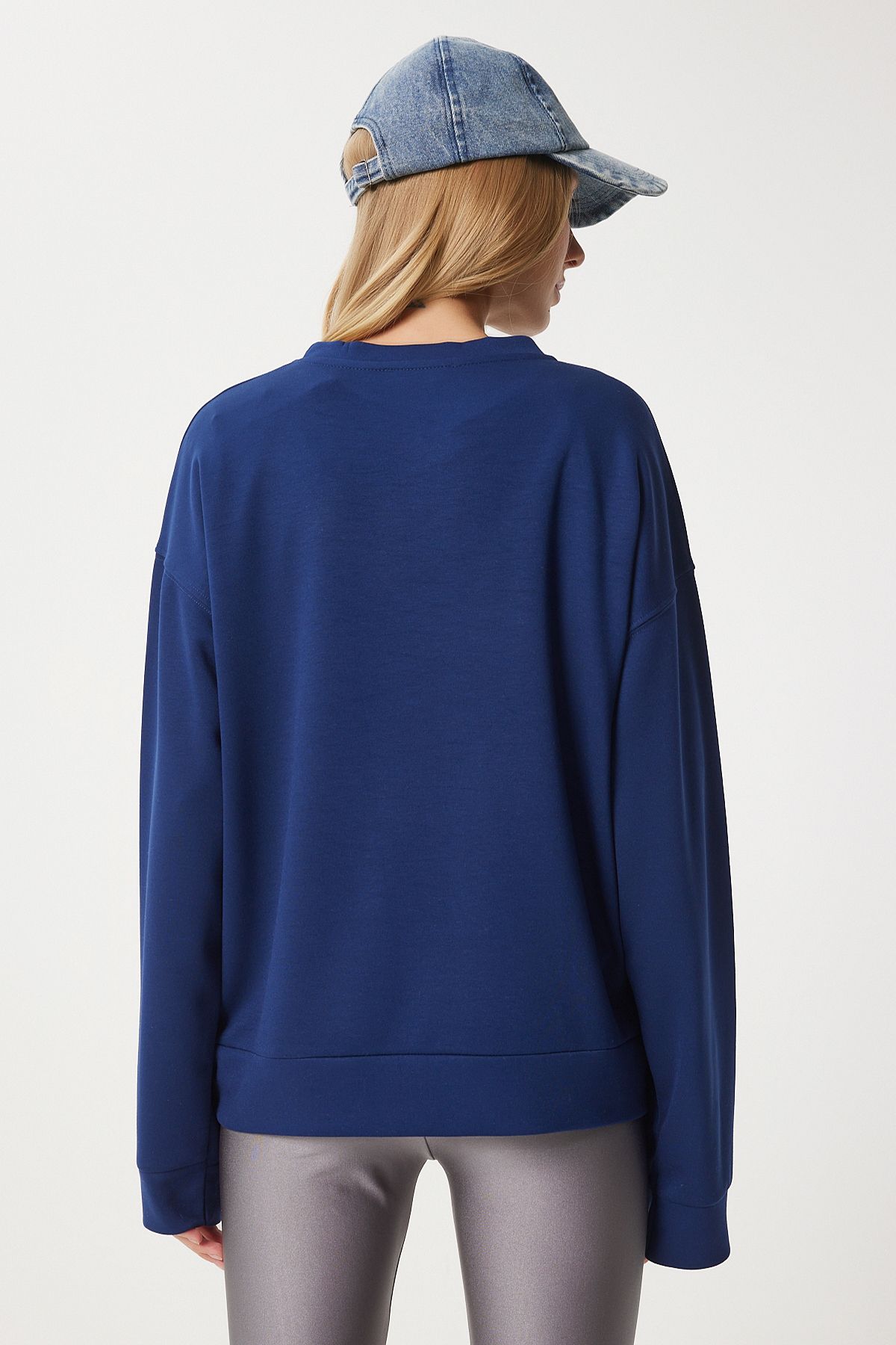 Woman Navy Basic Seasonal Modal Knitting Sweatshirt An00212