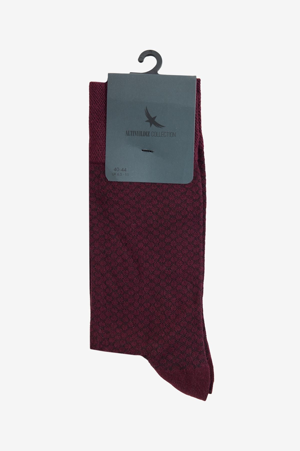 Men's burgundy patterned single socks