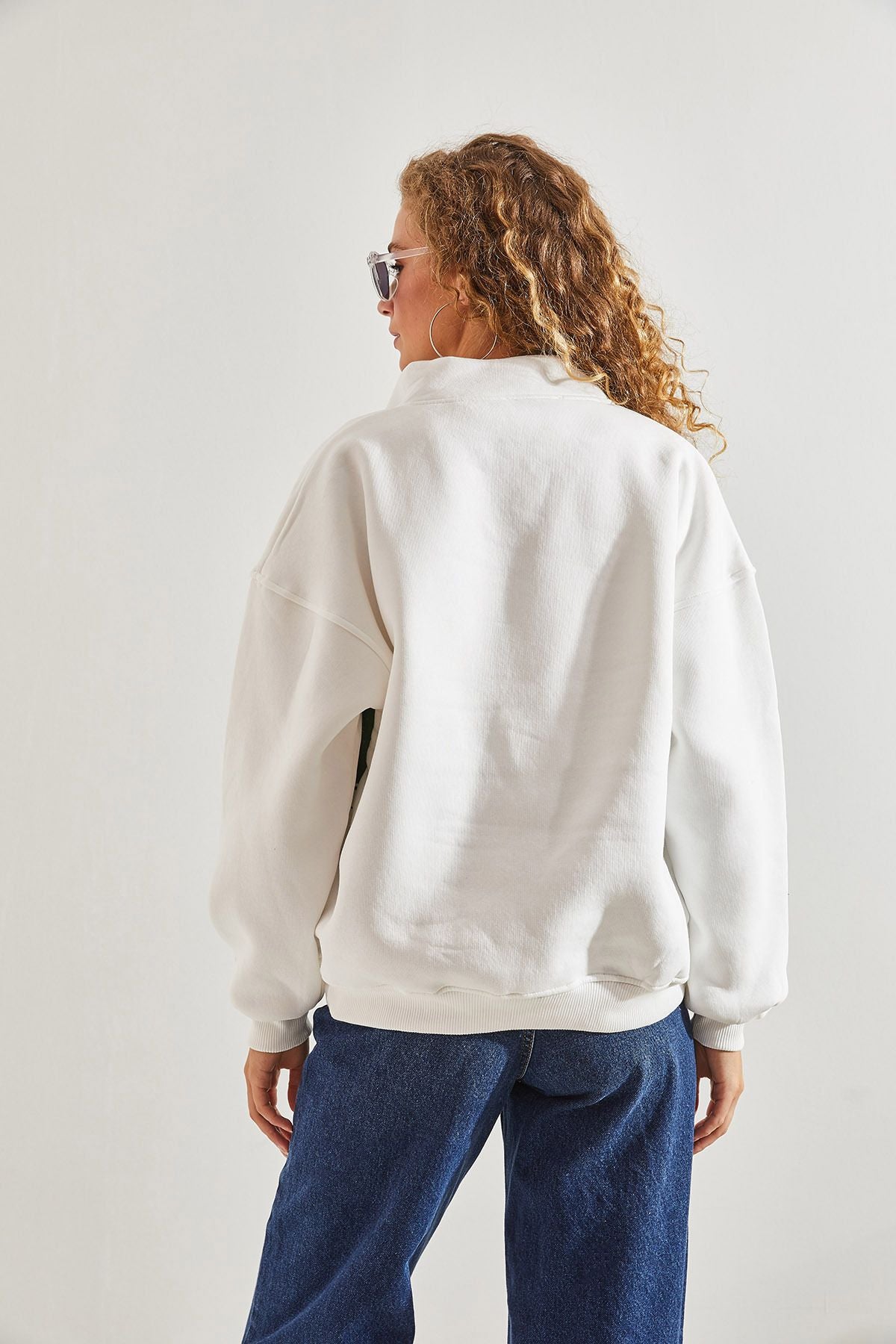 Woman Printed Three Yarn Oversize Sweatshirt