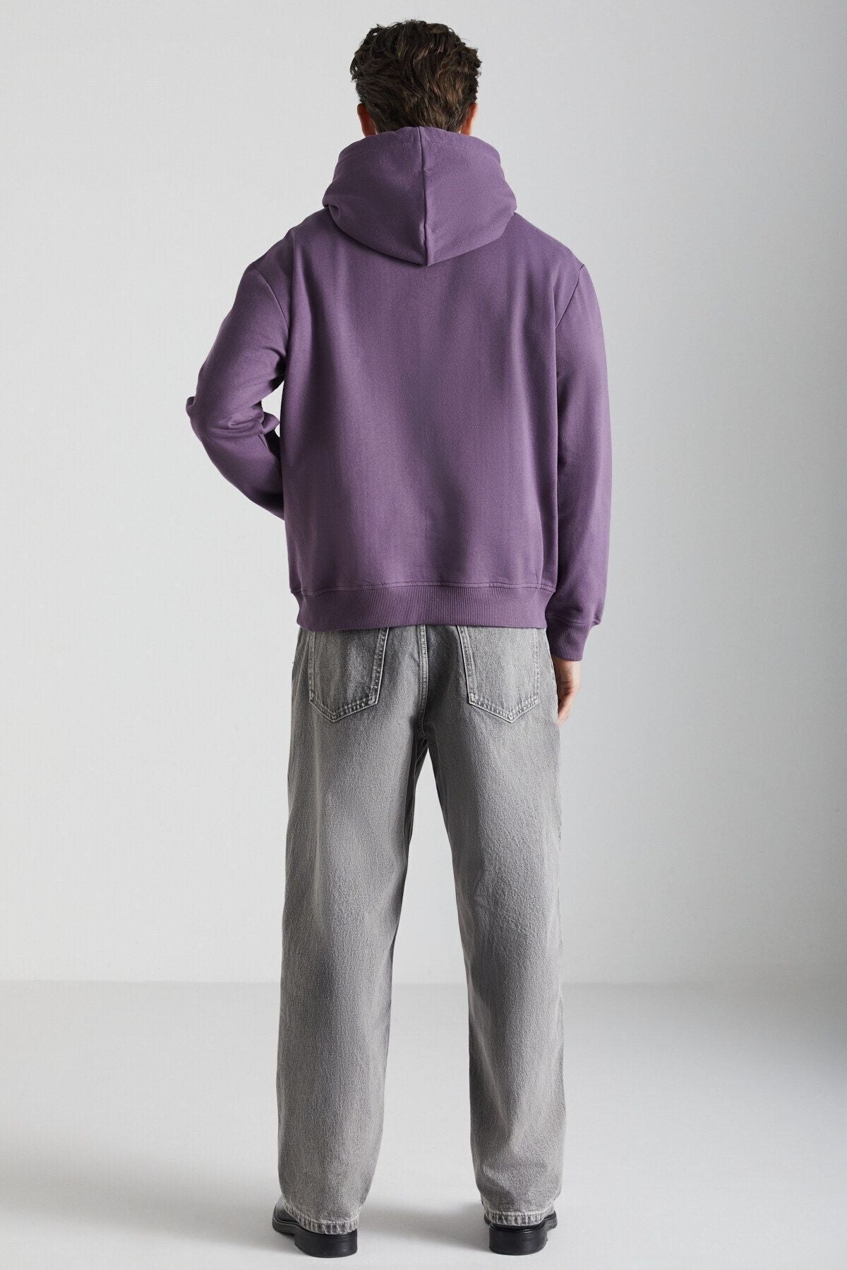 Yokohama Men's Içi Polar with soft regular kangaroo pocket with hooded purple sweatshirt