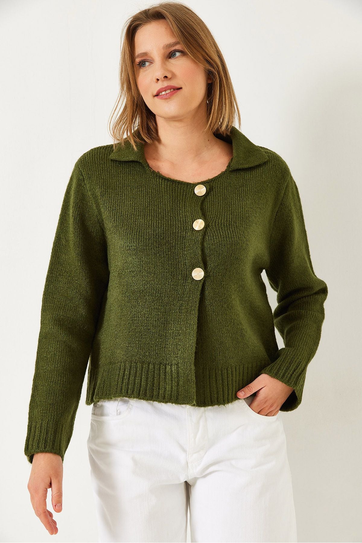 WOMEN'S THREE S button Triko Cardigan 241110