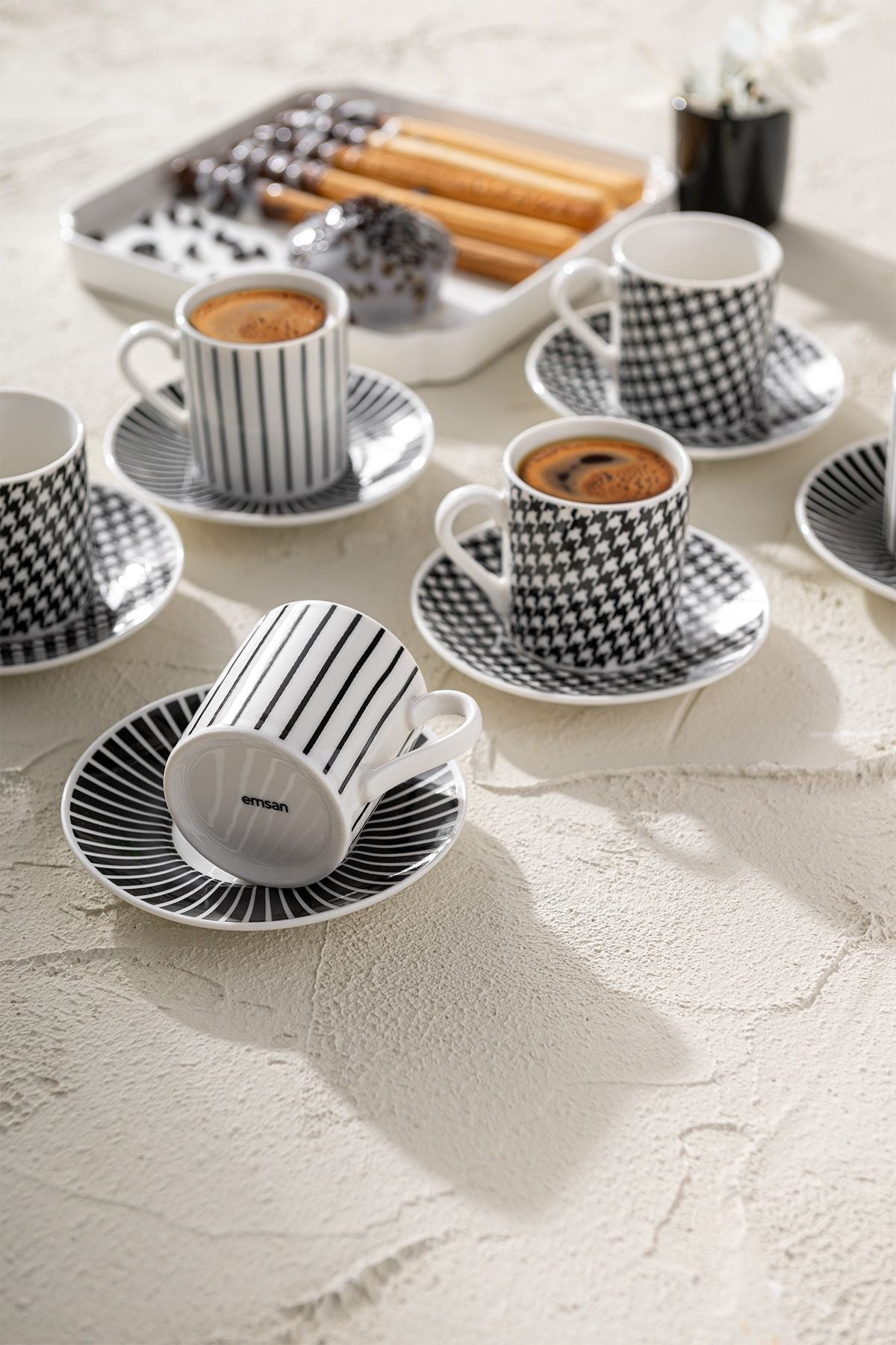 Fernanda New Bone for 6 people coffee cup set 90 ml black