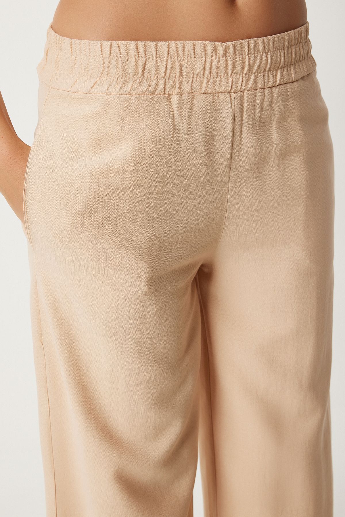 Female beige belt shirt pants weaving set FN03276