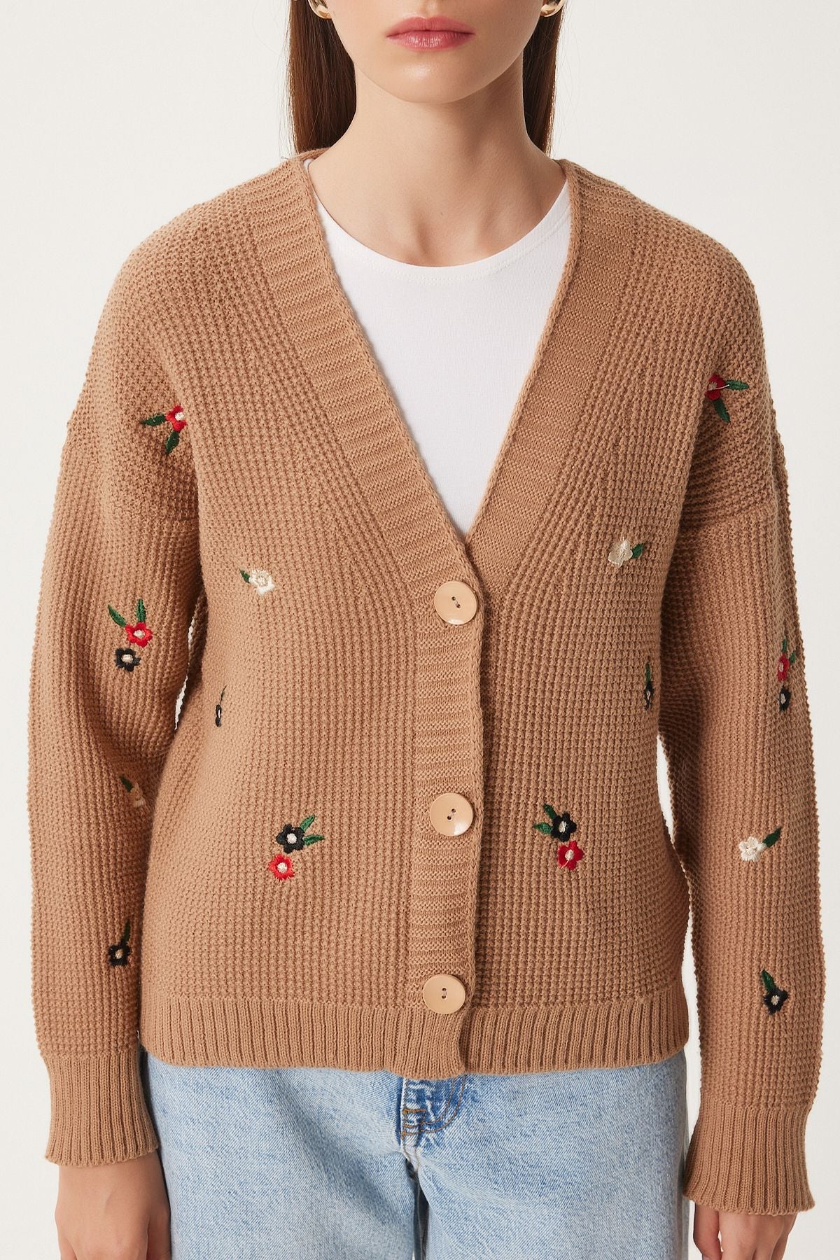 Female Biscuit Flower Embroidered Knitwear Cardigo KG00005