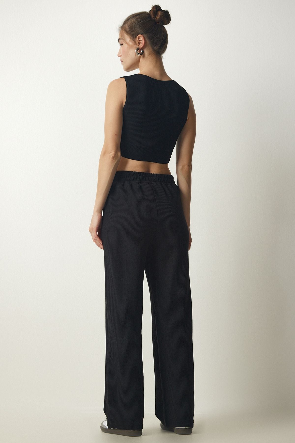 WOMEN BLACK RECEPED KNITTING Pants EW00005