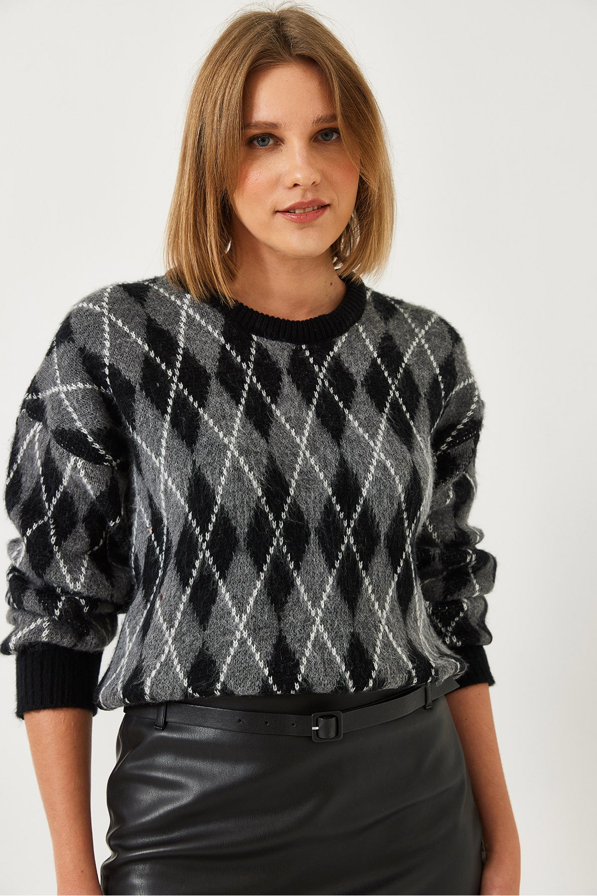 Women's Checkered Patterned Knitwear Sweater 60351320