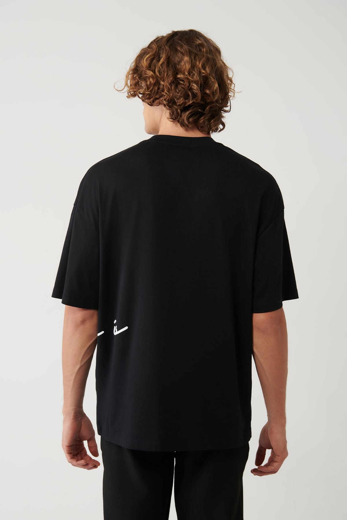 Men's black 100 %cotton bike collar printed T-shirt A41y1038