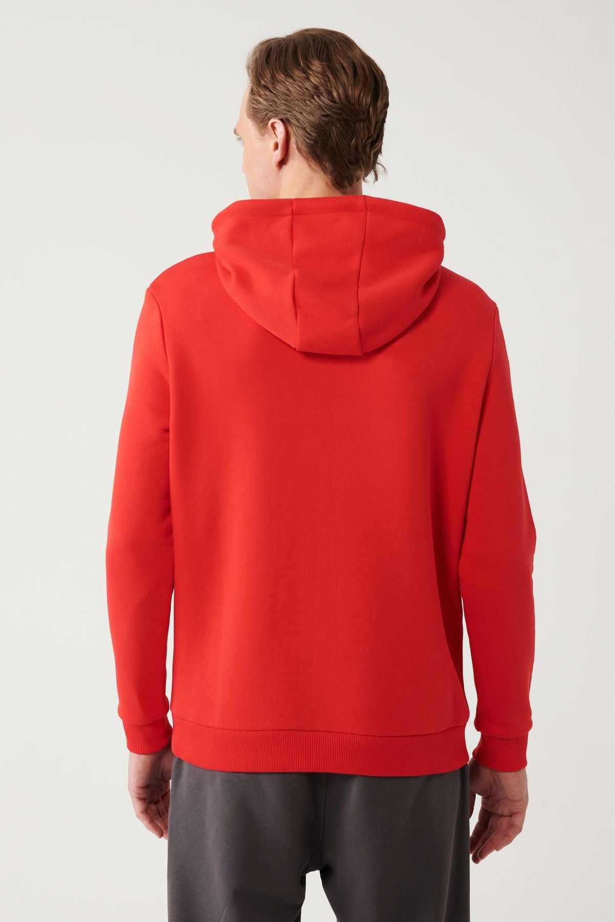 Men's red hooded 3 -to -bang kangaroo pocket with Sweatshirt A32y1193