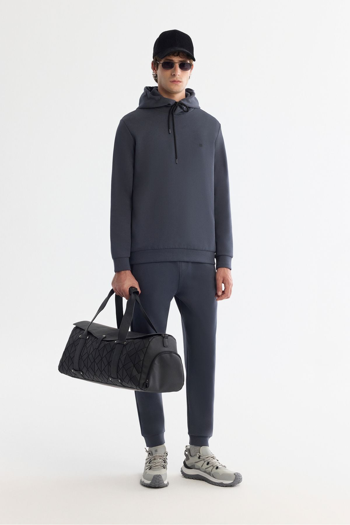 Men's anthracite hooded flexible soft tissue Interlok fabric Sweatshirt B001101