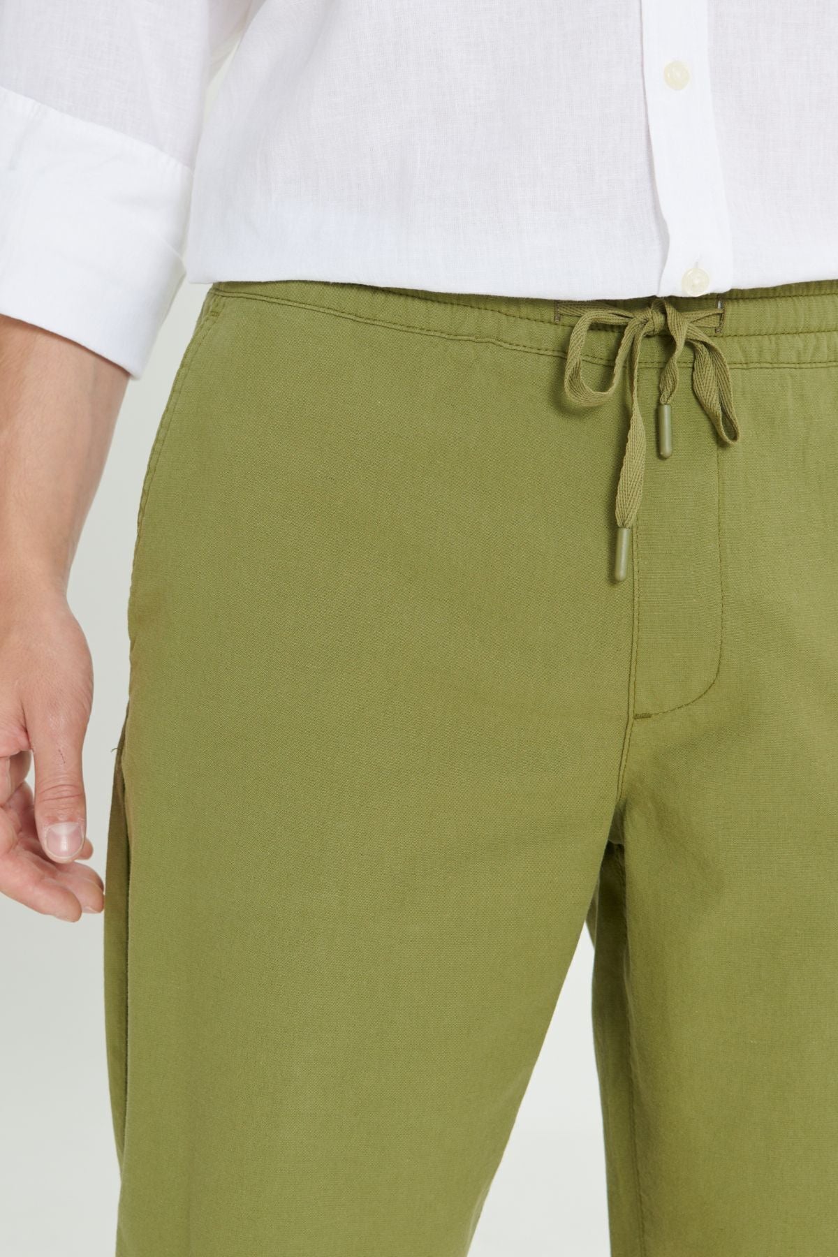 Men's Khaki Linen Comfort Fit Casual Cutting Side Pocket Shorts