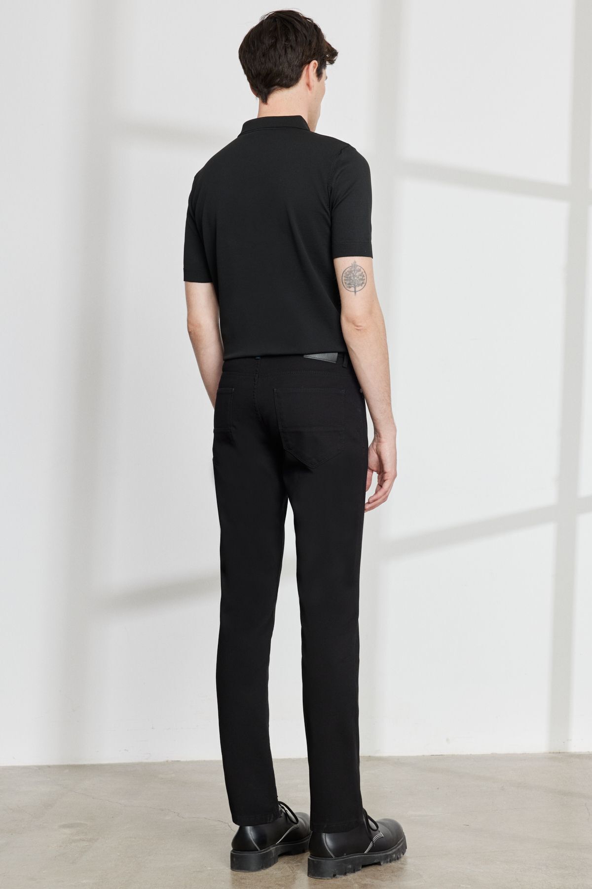 Men's black slim fit narrow cut 5 pocket Amelor Flexible Pants