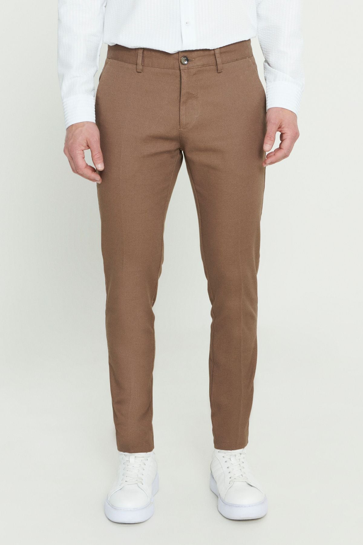 Men's Camel Slim Fit Narrow Cut Amelor Flexible Casual Pants