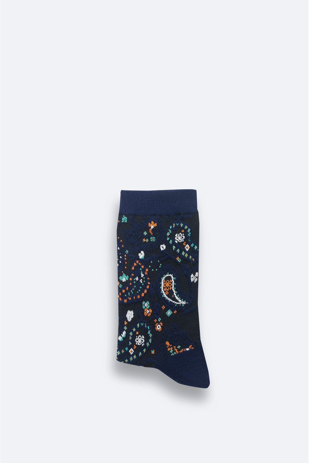 Men's navy blue cotton shawl patterned socket socks A42y8523