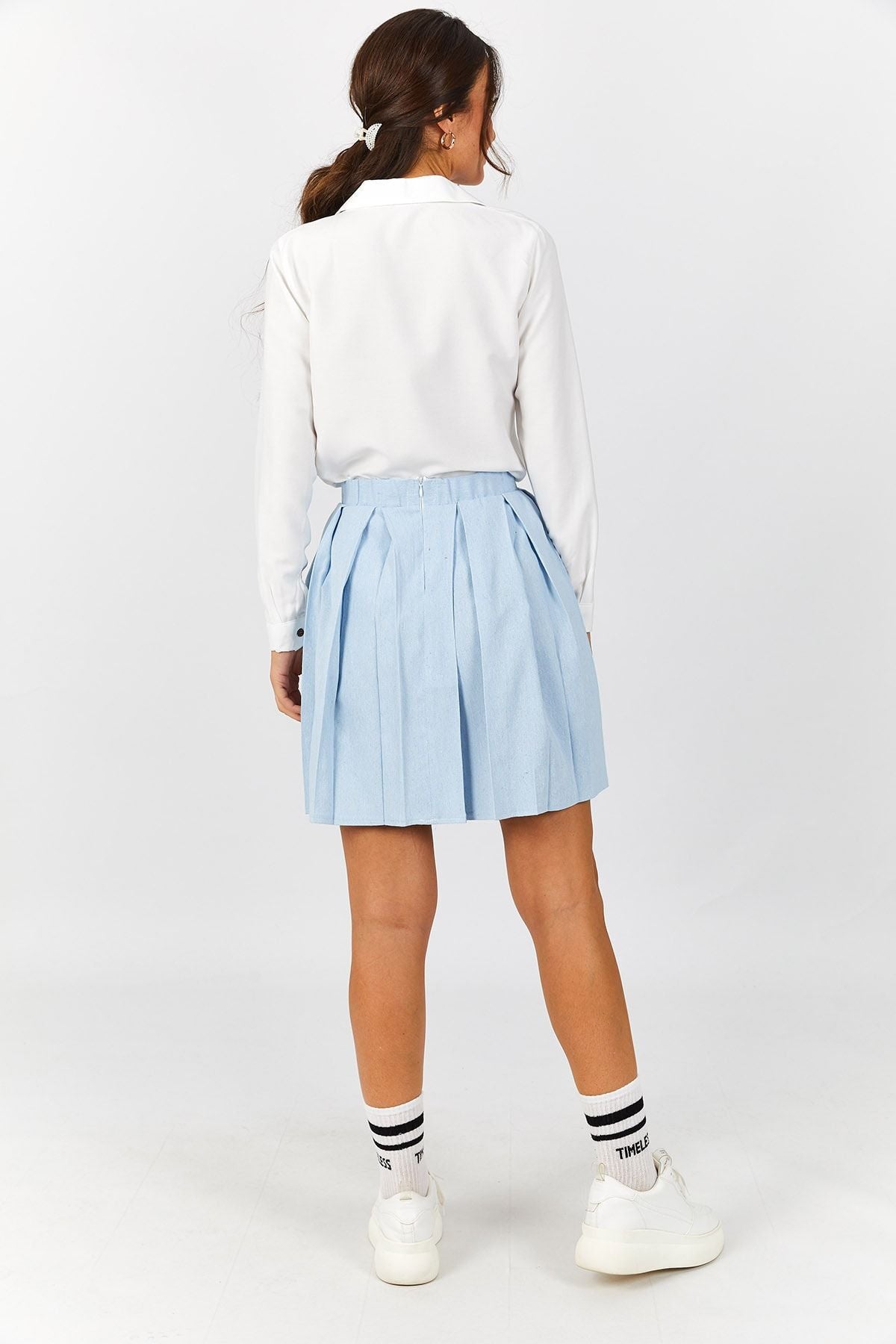 Woman Baby Blue Short Clash Skirt ARM-22K001013