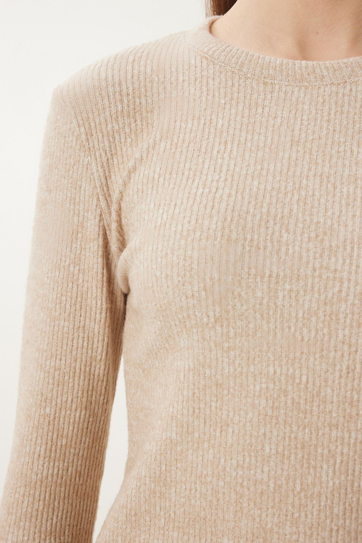 Woman Beige Yumoş Crop abundant trousers knitting set an00222