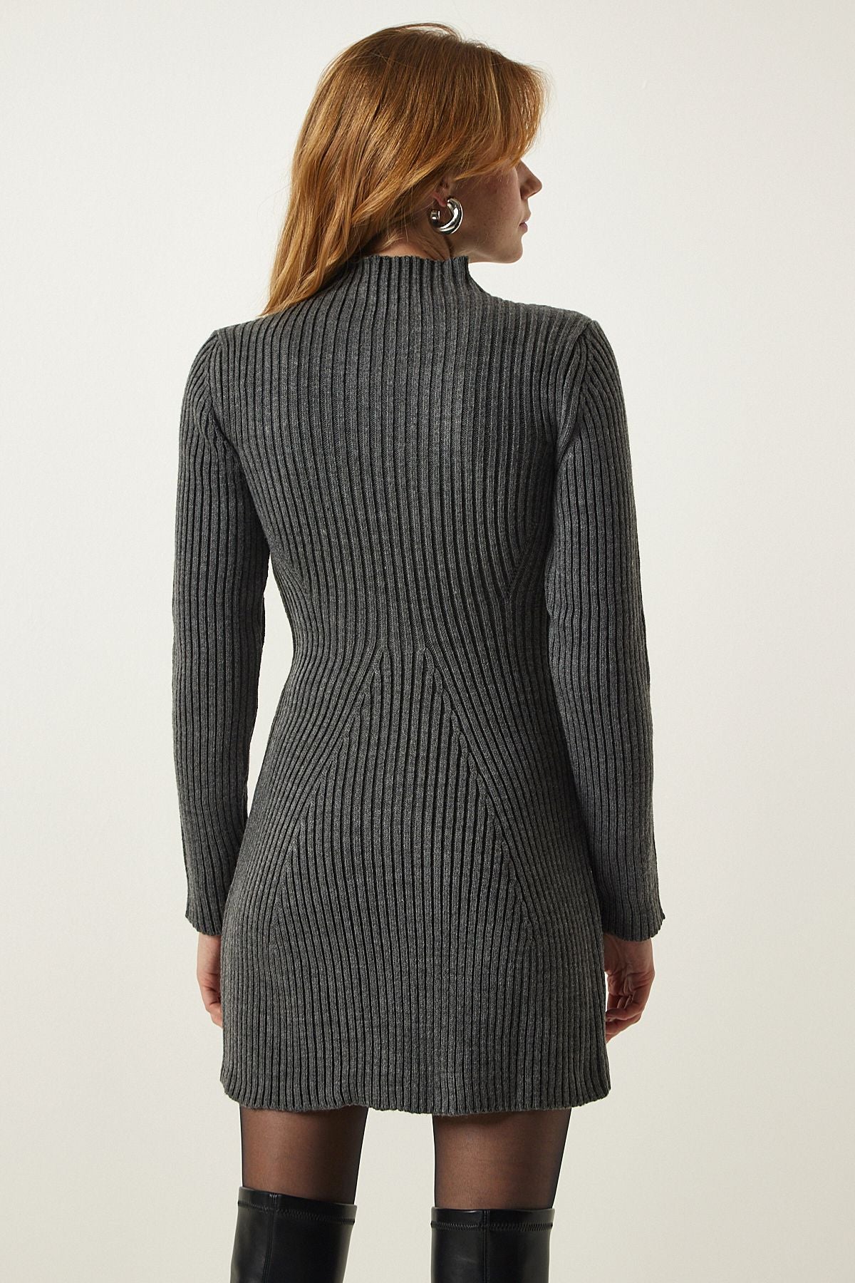 Gray wick bell knitwear dress pf00052