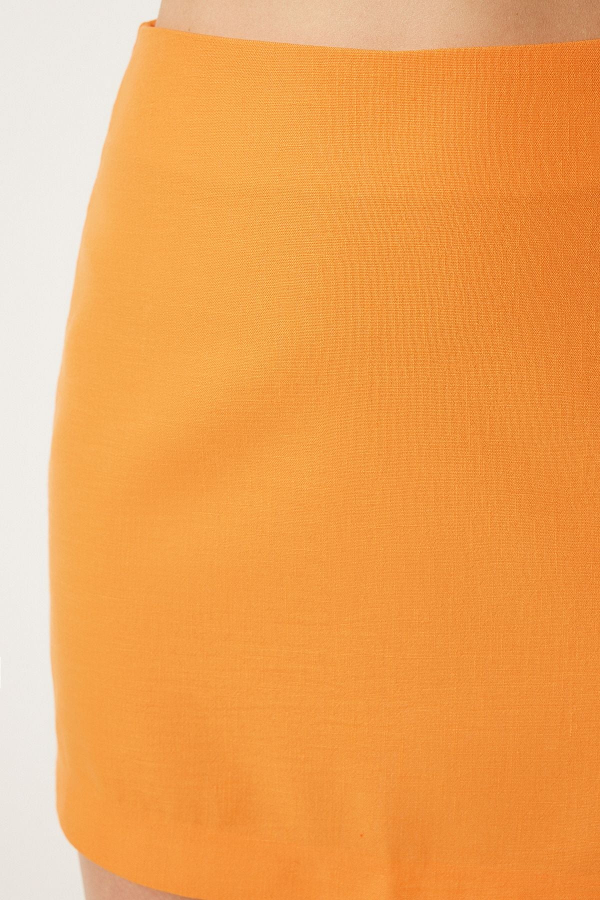 Female Orange Mini Woven Skirt FN03240