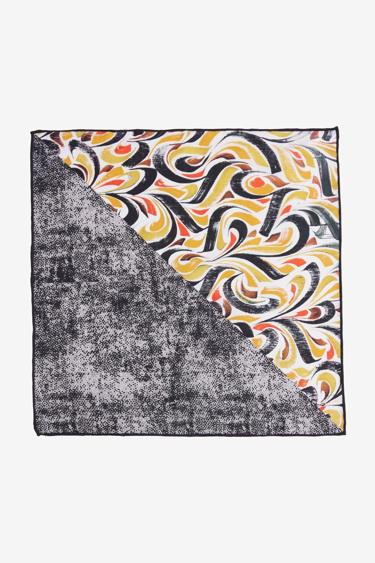 Men's black-yellow silk handkerchief