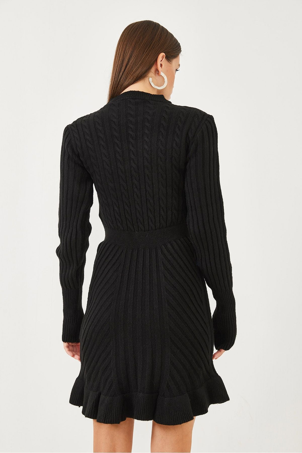 Women's waist and handle with a tire long sleeve knitwear dress 20234303