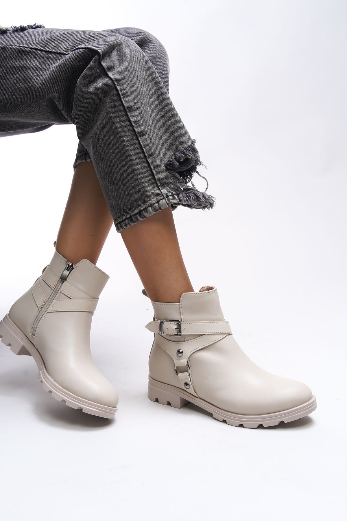 Lislaevar Women's Boka Detailed Bot 0012202 Beige Skin