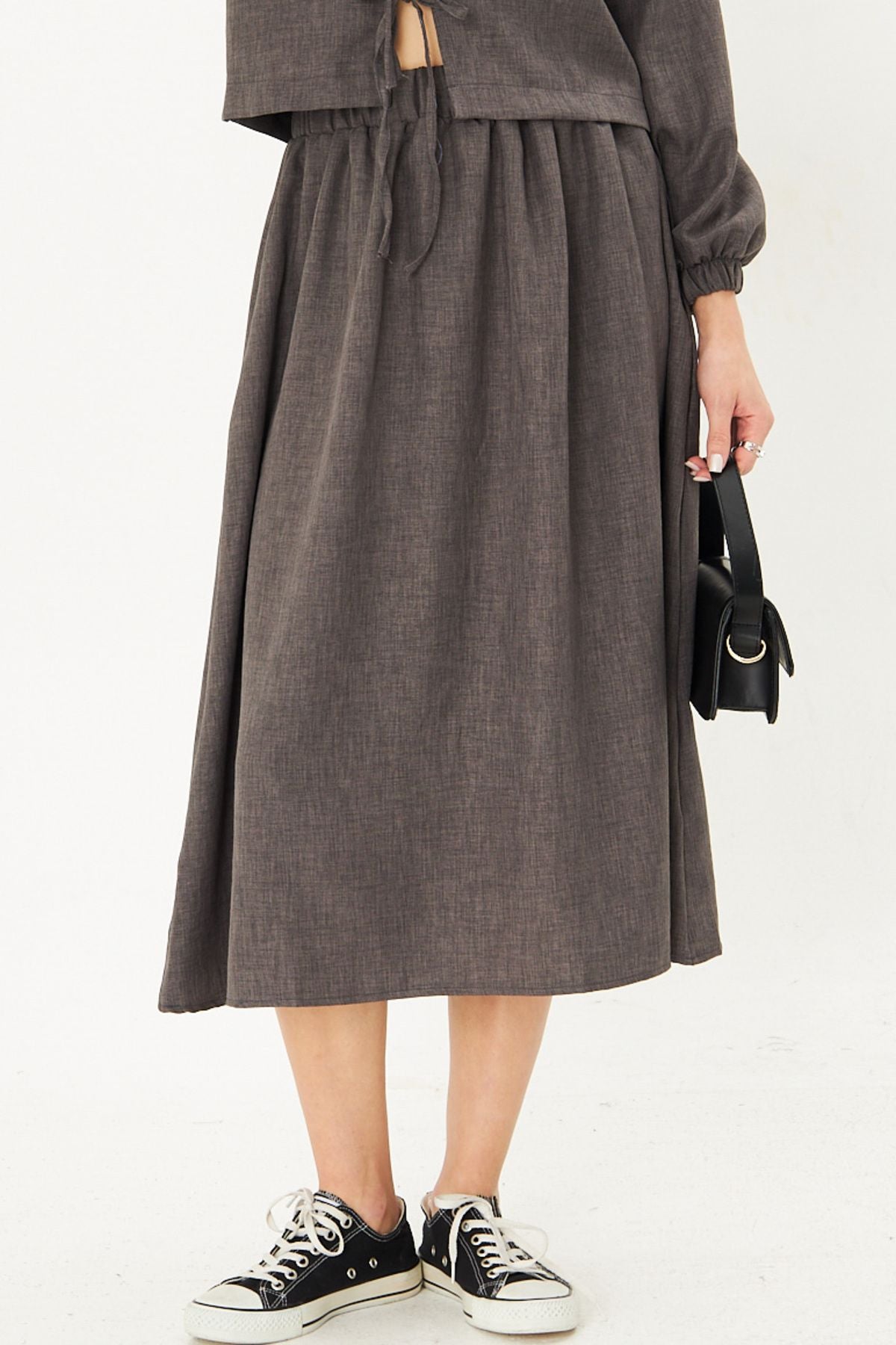 Female Midi Skirt with Midi Skirt with Waist Waist Tire Arm-25k001010