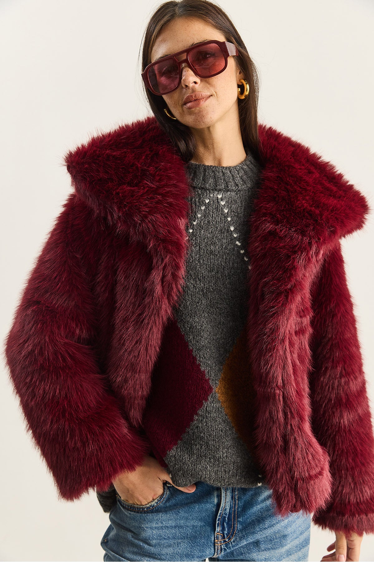 Women's Collared Lined Premium Fur Coat MBMS037 60501037