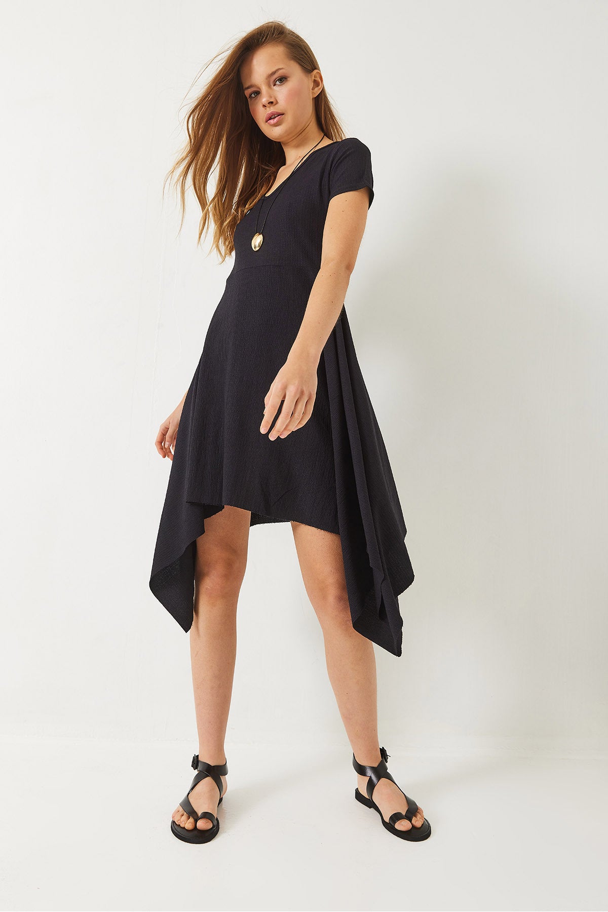 Women's Asymmetrical Cut Short Sleeve V-Neck Wrap Dress 60261560