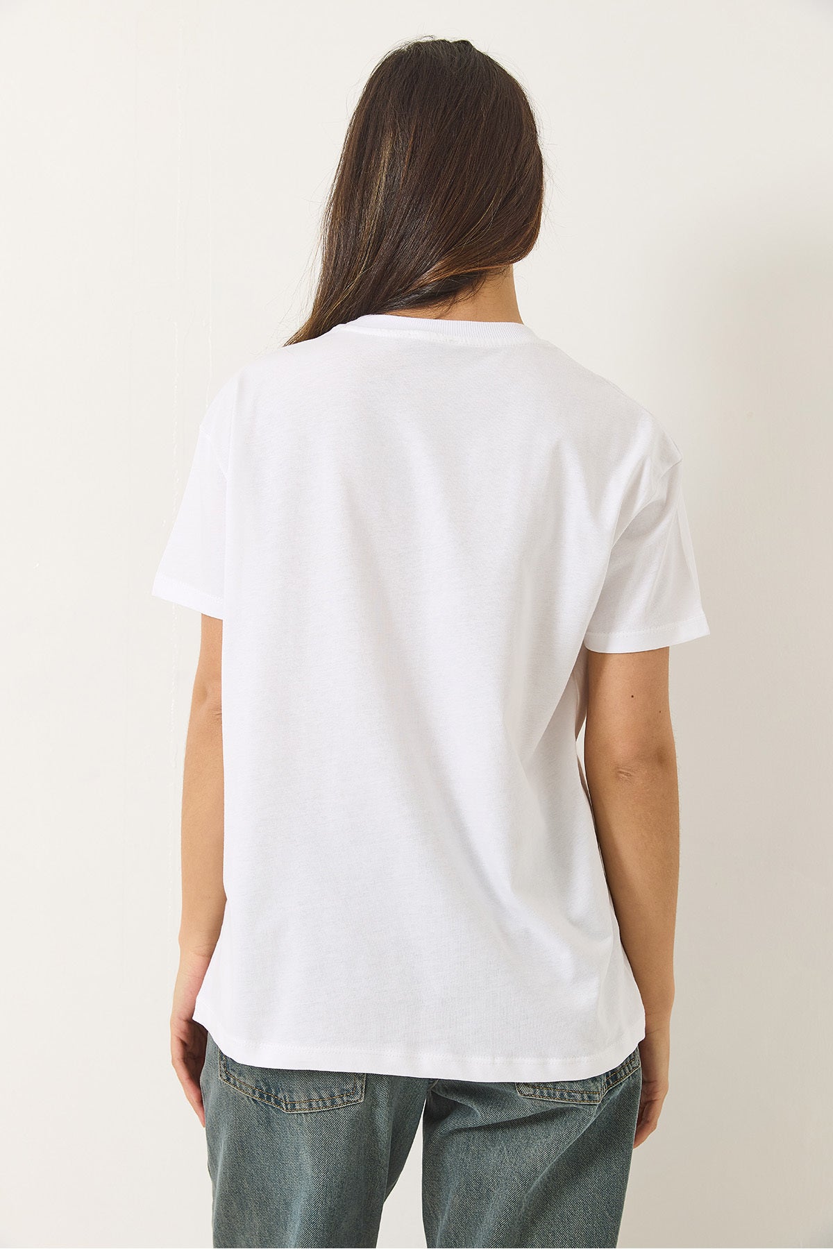 Women's Crew Neck Short Sleeve Embroidered Embossed Accessory T-Shirt 60602024