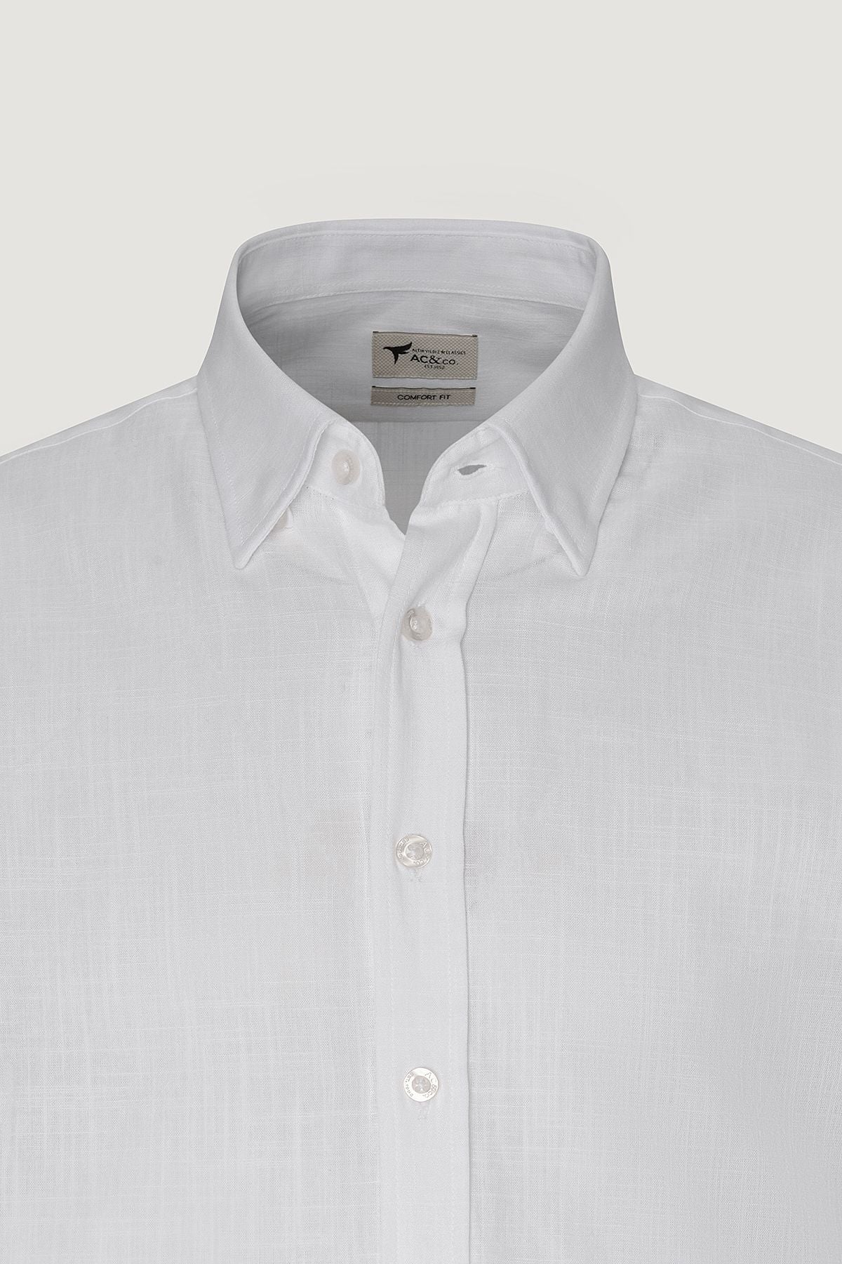 Men's White Comfort Fit comfortable cut hidden button collar 100 %cotton pennant shirt