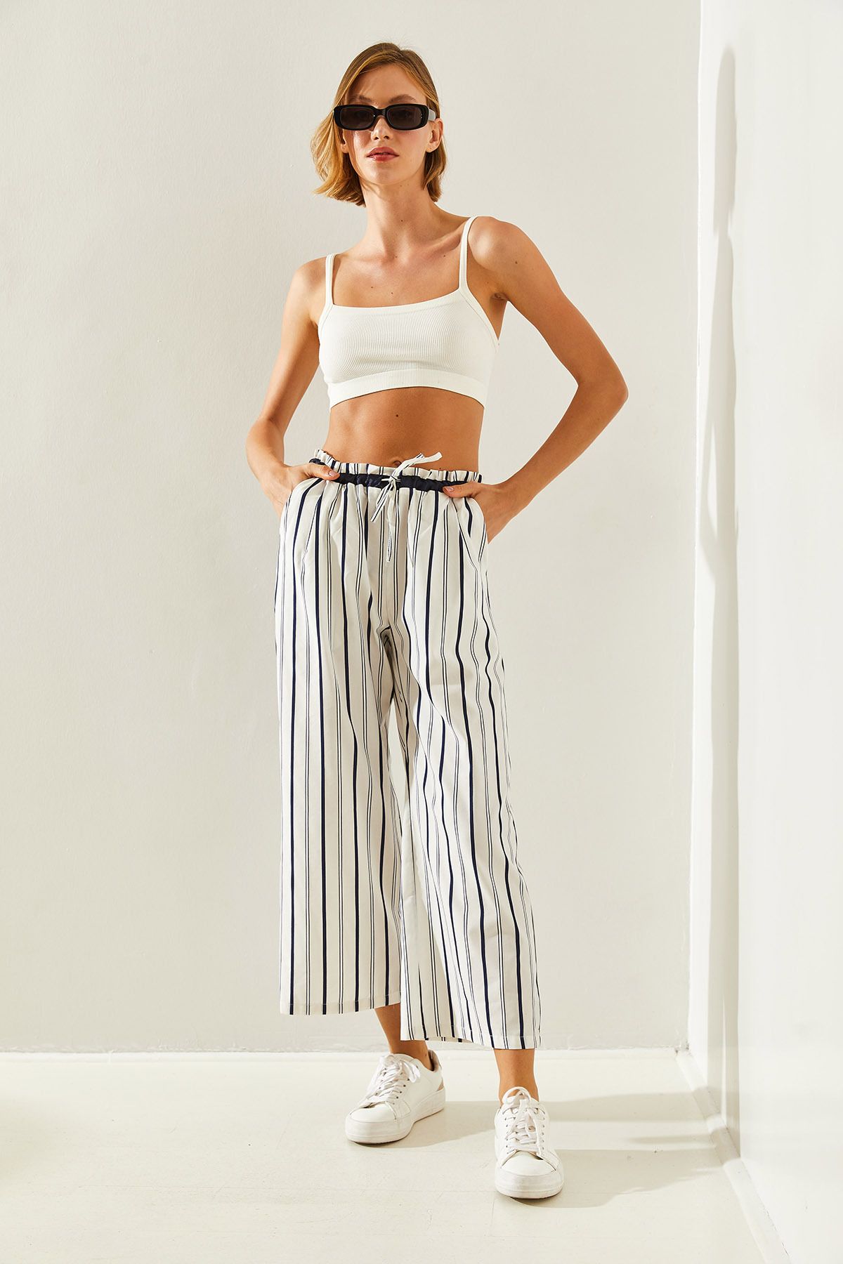 Striped tire -linked palazzo pants 60251355