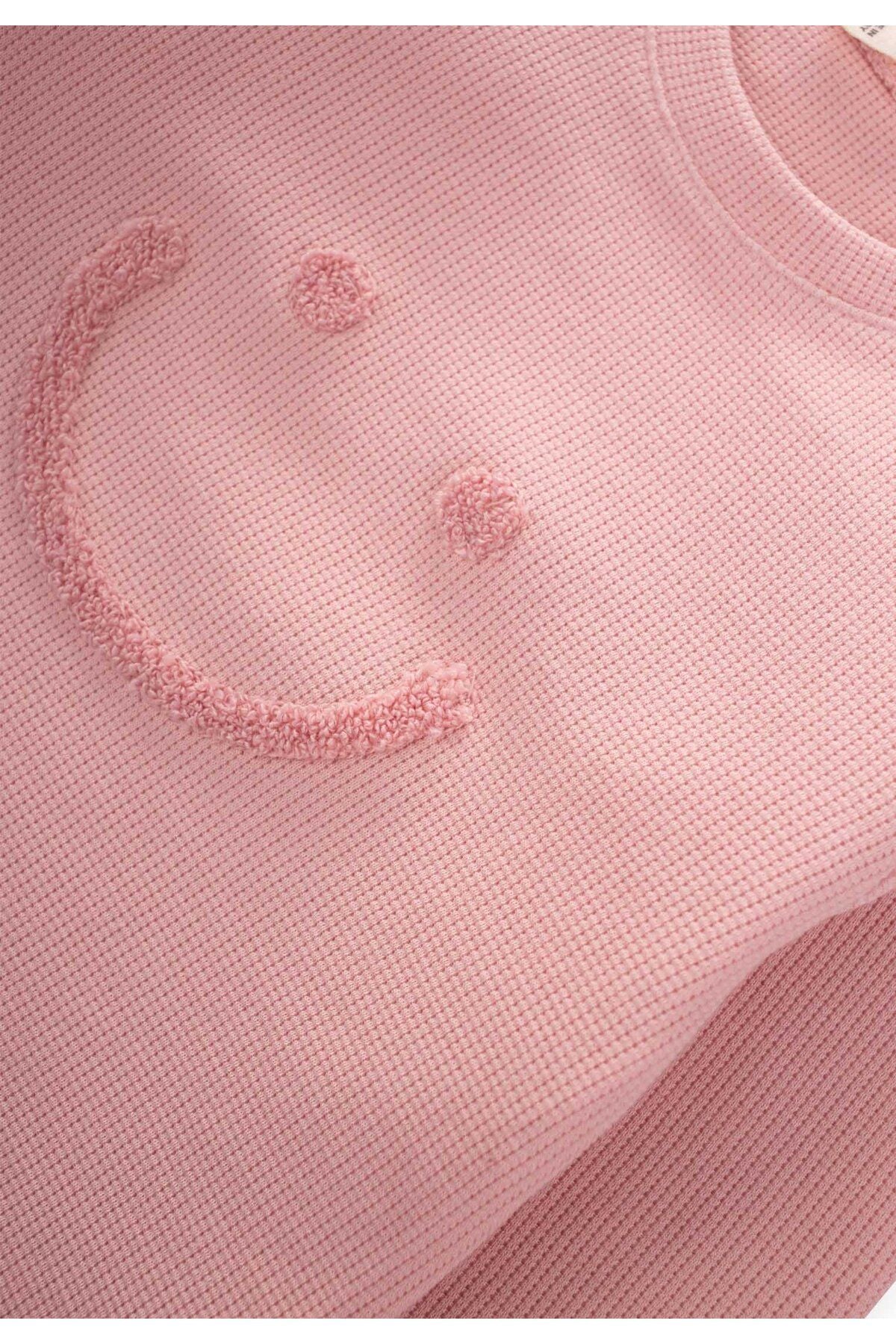 Smile filter embroidery waffle seasonal t-shift 2-10 age baby pink