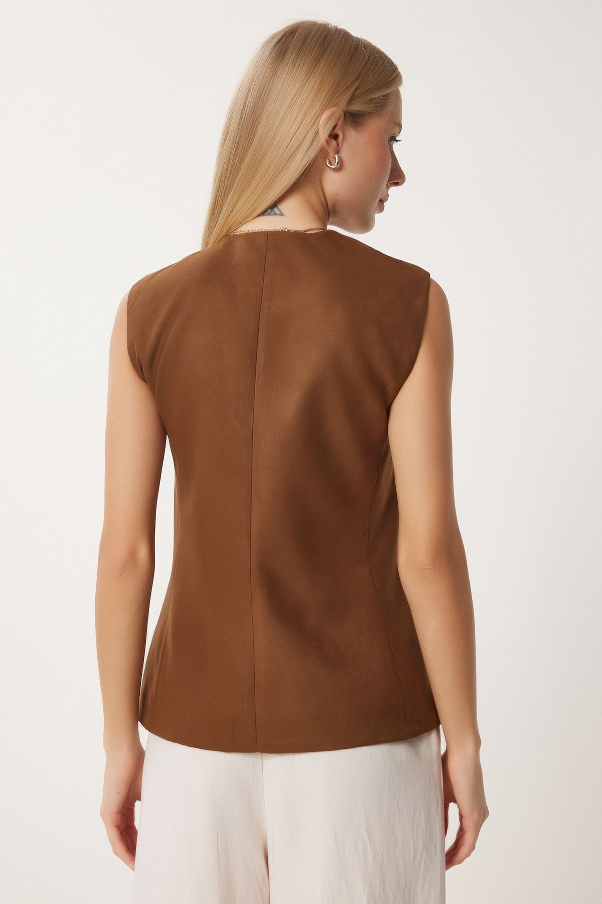 Woman Taba V -Neck Nubuk Vest FN03387
