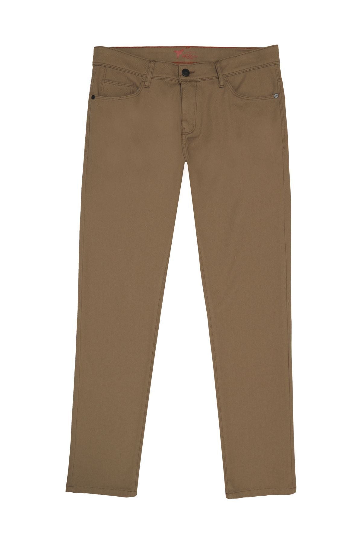 Men's Beige Slim Fit Narrow Cut 5 Pocket Amelor Flexible Pants