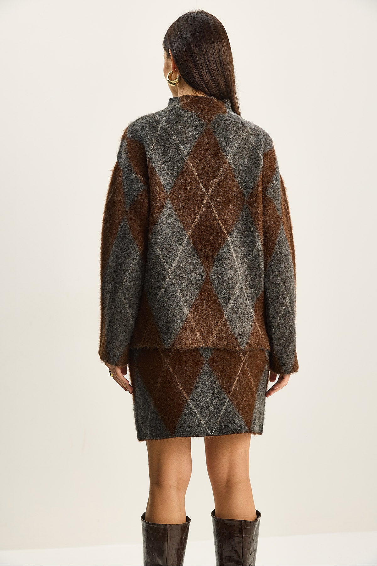 Women's Checkered Patterned Top-Bottom Set 20251083