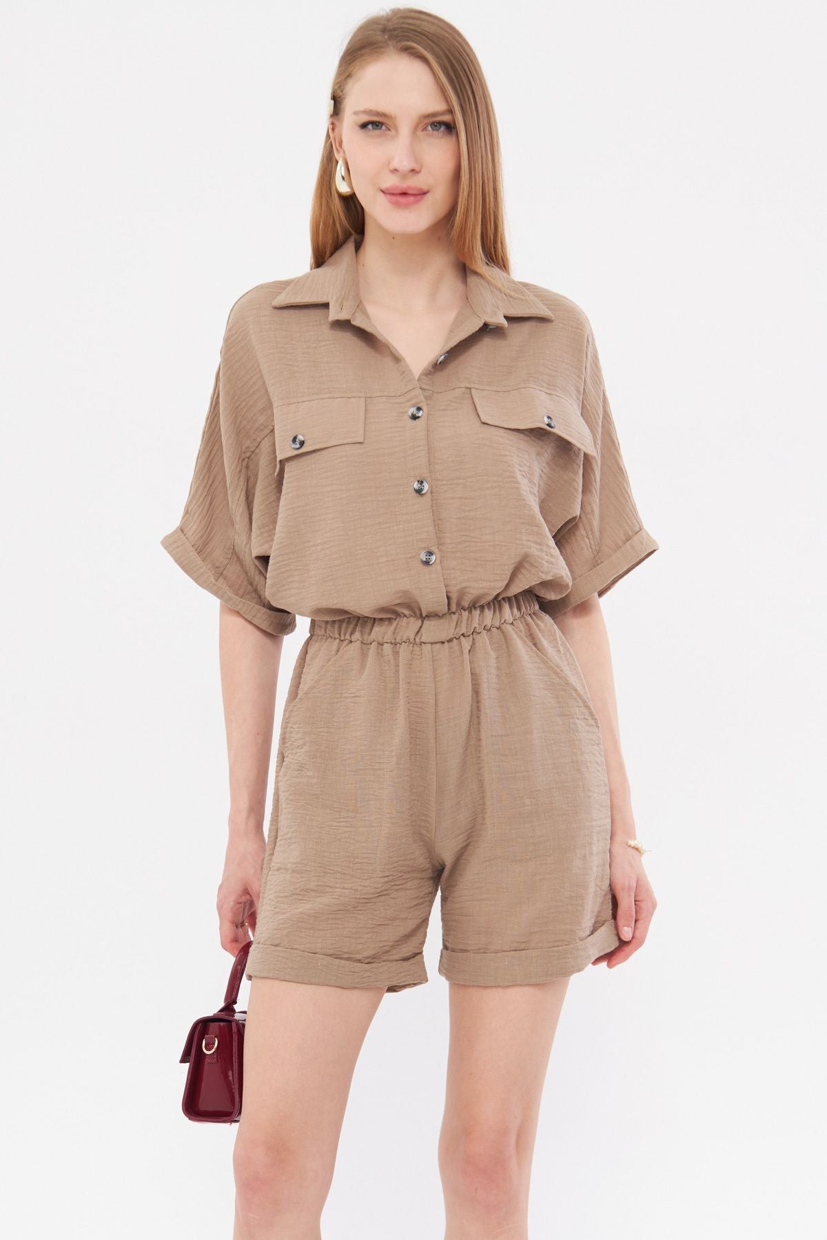 Female Mink Bat Arm Pocket Waist Waist Waighted Short Short Shoes Arm-23y001075