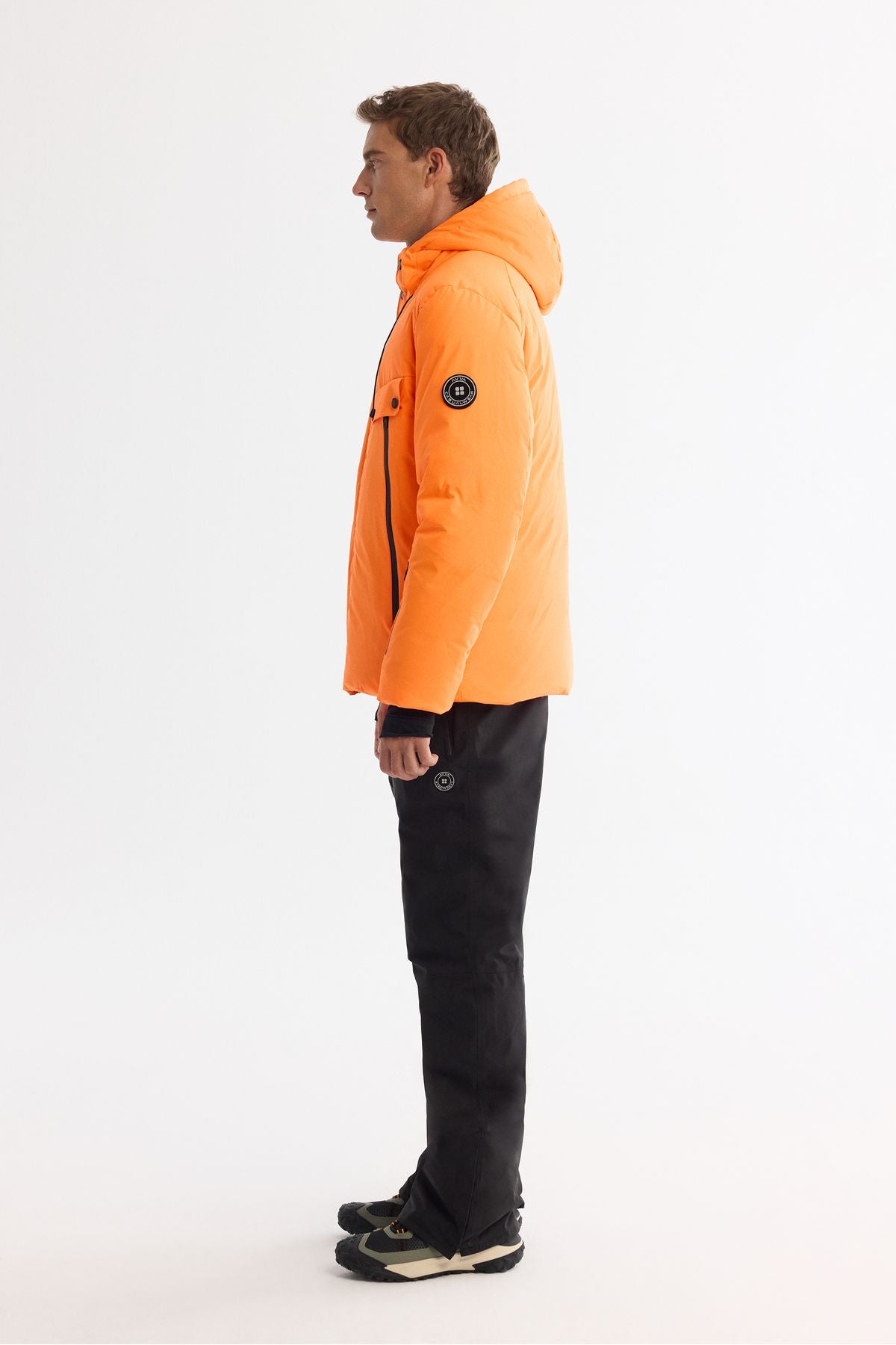 Men's Neon Orange Water Driving Windproof -20 degrees resistant goose feather ski coat A42y6123
