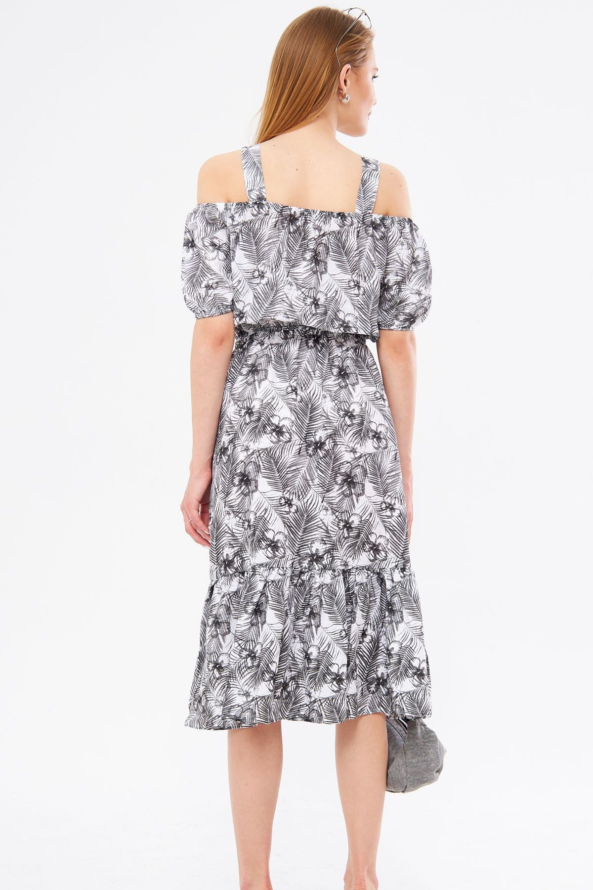 Woman Smoked Patterned Waist Waist Hanger Dress ARM-23Y001053